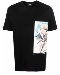 T-shirt à col rond imprimé noir Karl Lagerfeld