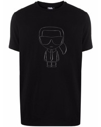 T-shirt à col rond imprimé noir Karl Lagerfeld