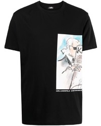 T-shirt à col rond imprimé noir Karl Lagerfeld