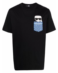 T-shirt à col rond imprimé noir Karl Lagerfeld