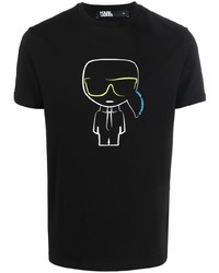 T-shirt à col rond imprimé noir Karl Lagerfeld