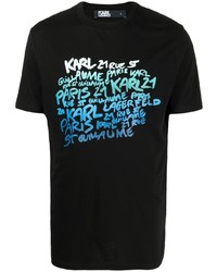 T-shirt à col rond imprimé noir Karl Lagerfeld