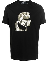 T-shirt à col rond imprimé noir Karl Lagerfeld