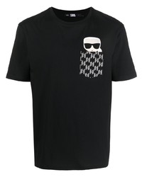 T-shirt à col rond imprimé noir Karl Lagerfeld
