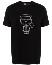 T-shirt à col rond imprimé noir Karl Lagerfeld