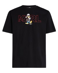 T-shirt à col rond imprimé noir Karl Lagerfeld