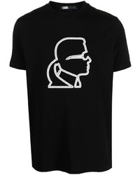 T-shirt à col rond imprimé noir Karl Lagerfeld