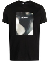 T-shirt à col rond imprimé noir Karl Lagerfeld