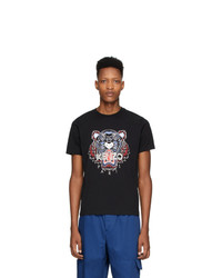 T-shirt à col rond imprimé noir Kenzo