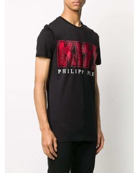 T-shirt à col rond imprimé noir Philipp Plein