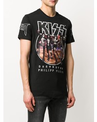 T-shirt à col rond imprimé noir Philipp Plein