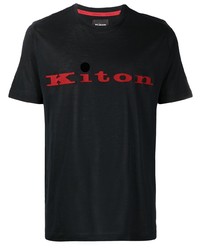 T-shirt à col rond imprimé noir Kiton