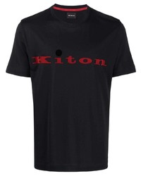 T-shirt à col rond imprimé noir Kiton