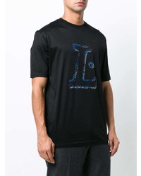 T-shirt à col rond imprimé noir Lanvin