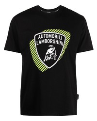 T-shirt à col rond imprimé noir Lamborghini
