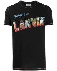 T-shirt à col rond imprimé noir Lanvin