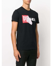 T-shirt à col rond imprimé noir Diesel