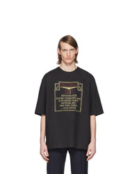 T-shirt à col rond imprimé noir Lemaire