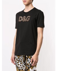 T-shirt à col rond imprimé noir Dolce & Gabbana