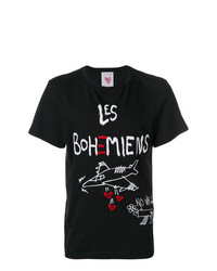 T-shirt à col rond imprimé noir Les Bohemiens