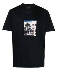 T-shirt à col rond imprimé noir Limitato
