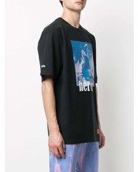 T-shirt à col rond imprimé noir Heron Preston