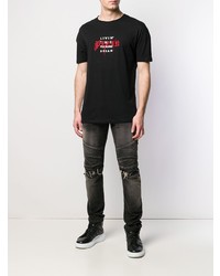 T-shirt à col rond imprimé noir Philipp Plein