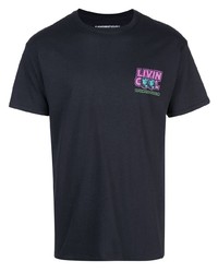 T-shirt à col rond imprimé noir LIVINCOOL