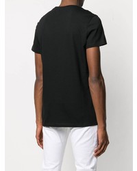 T-shirt à col rond imprimé noir Balmain