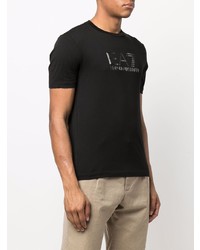 T-shirt à col rond imprimé noir Ea7 Emporio Armani