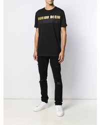 T-shirt à col rond imprimé noir Philipp Plein