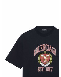 T-shirt à col rond imprimé noir Balenciaga