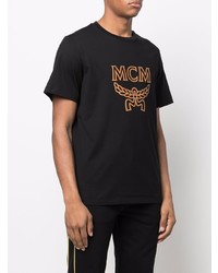 T-shirt à col rond imprimé noir MCM