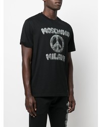 T-shirt à col rond imprimé noir Moschino