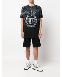 T-shirt à col rond imprimé noir Philipp Plein