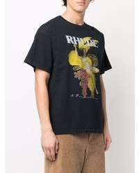 T-shirt à col rond imprimé noir Rhude