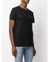 T-shirt à col rond imprimé noir Balmain