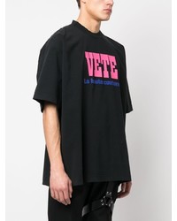 T-shirt à col rond imprimé noir Vetements