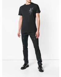 T-shirt à col rond imprimé noir Philipp Plein