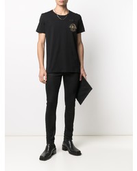 T-shirt à col rond imprimé noir Balmain