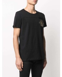 T-shirt à col rond imprimé noir Balmain