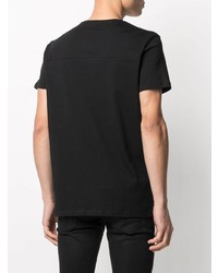 T-shirt à col rond imprimé noir Balmain