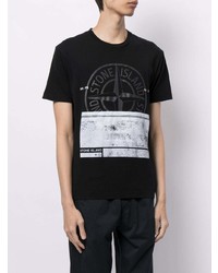 T-shirt à col rond imprimé noir Stone Island