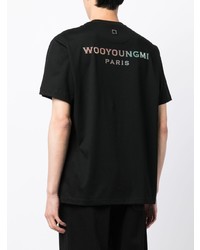 T-shirt à col rond imprimé noir Wooyoungmi