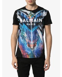 T-shirt à col rond imprimé noir Balmain