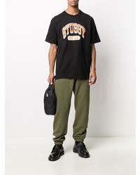 T-shirt à col rond imprimé noir Stussy