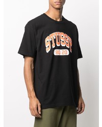 T-shirt à col rond imprimé noir Stussy