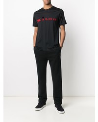 T-shirt à col rond imprimé noir Kiton