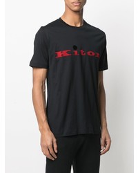 T-shirt à col rond imprimé noir Kiton