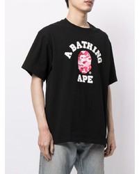 T-shirt à col rond imprimé noir A Bathing Ape